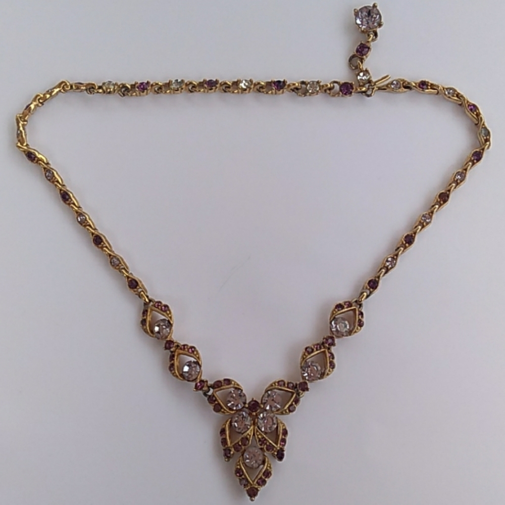 BOGOFF Antique GoldTone Purple Lavender Rhinestone - Picture 3 of 8